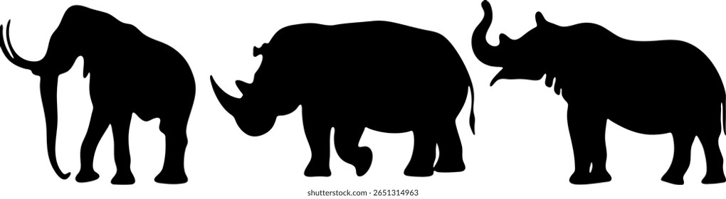 Três animais africanos extintos e existentes.