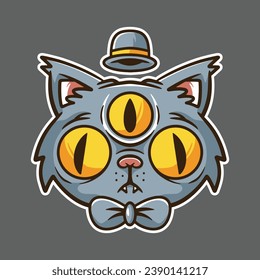 three eyed cat logo design, stickers, posters, printing and other uses