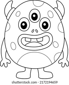 Three Eyed Monster Egg Coloring Page Stock Vector (Royalty Free ...