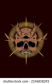 Three eyed skull vector illustration