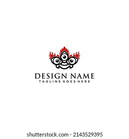 Three eyes flame face logo graphic design symbol