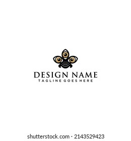 Three eyes logo design abstract minimalist gold black visual symbol