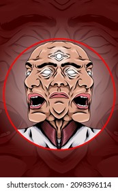 Three faced grandpa vector illustration
