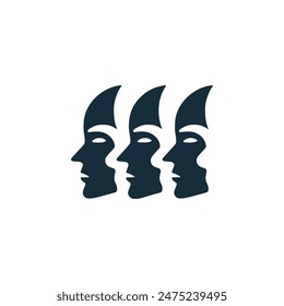 three faces logo vector illustration template design