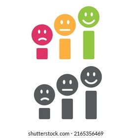 Three faces - smiling, neutral, negative.