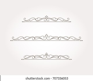 Three fancy design elements and page decorations. Vector illustration