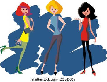 Three fashion girls