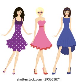 Fashion Sketch Drawing Girls Beautiful Looks Stock Vector (Royalty Free ...