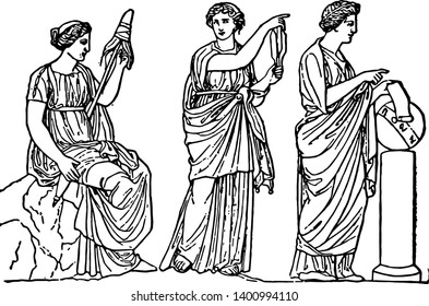 The three fates of Greek Mythology were three sisters named as Clotho Lachesis and Atropos has been distributed work to spun the thread of life decide its fate and cut the threat respectively vintage