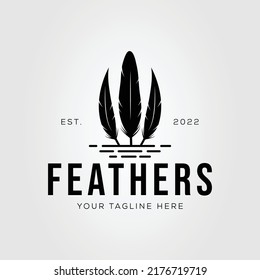 three feathers or poultry feather logo vector illustration design