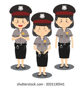 Three female police officers in Indonesia