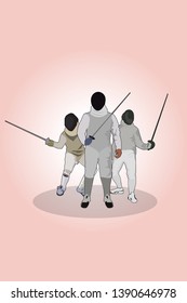 Three fencers / fencing poster