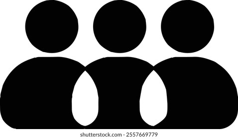 Three fiends or three person icon- black filled icon