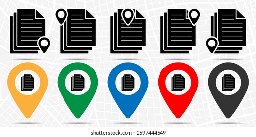 Three file document icon in location set. Simple glyph, flat illustration element of web, minimalistic theme icons