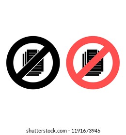 three file document ban, prohibition icon. Simple glyph vector of web set for UI and UX, website or mobile application