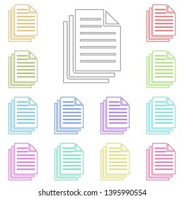 three file document multi color icon. Simple thin line, outline vector of web icons for UI and UX, website or mobile application