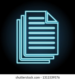 three file document neon icon. Simple thin line, outline vector of web, minimalistic icons for UI and UX, website or mobile application