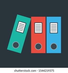 three file green red blue color  icon in flat style isolated. Vector Symbol illustration.
