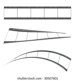 Three film strip with blank place holder and twisted effect