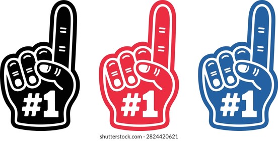 Three finger gloves isolated on transparent background displaying number one sign