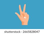 Three finger hand gesture. Hand gesture Concept. Colored flat vector illustration isolated