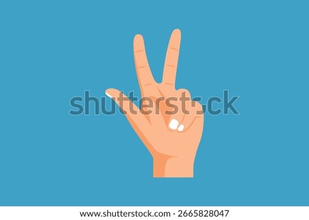Three finger hand gesture. Hand gesture Concept. Colored flat vector illustration isolated