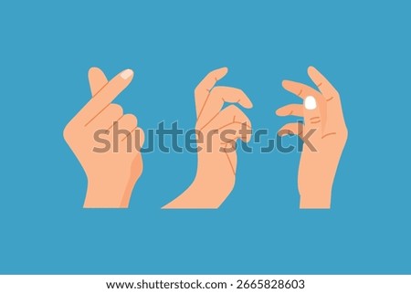 Three finger hand gesture. Hand gesture Concept. Colored flat vector illustration isolated