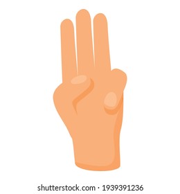 Three finger hand gesture icon. Cartoon of Three finger hand gesture vector icon for web design isolated on white background