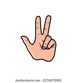 Three Finger Hand Sign Isolated on a white background. Icon Vector Illustration.