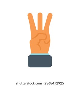 Three finger icon flat vector. Hold ok. Gesture hand isolated