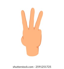 Three finger up or number count concept design vector illustration, Hand back view