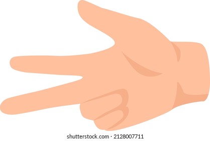 Three finger on human hand for counted. Three human fingers hand, gesture count vector illustration