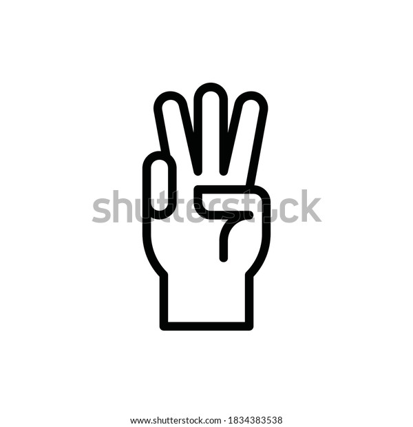 Three Finger Palm Hand Hand Sign Stock Vector (Royalty Free) 1834383538