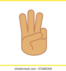 Three Finger Salute Color Icon. Scout Promise Sign. Three Fingers Hand Gesture. Isolated Vector Illustration