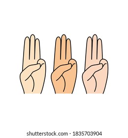 Three finger salute flat design
