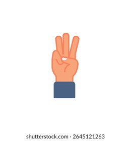Three finger vector icon. Hand gesture icon flat style. perfect use for logo, presentation, website, and more. modern icon design color style