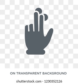 Three fingered hand gesture icon. Trendy flat vector Three fingered hand gesture icon on transparent background from Hands and guestures collection. 