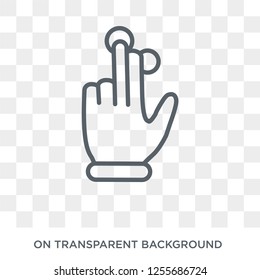 Three fingered hand gesture icon. Trendy flat vector Three fingered hand gesture icon on transparent background from Hands and guestures collection. High quality filled Three fingered hand gesture