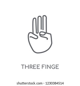 Three fingered hand gesture linear icon. Modern outline Three fingered hand gesture logo concept on white background from Hands collection. Suitable for use on web apps, mobile apps and print media.