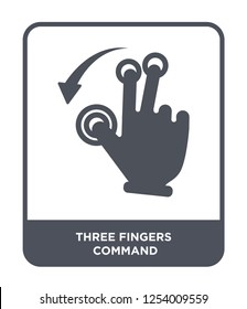 three fingers command icon vector on white background, three fingers command trendy filled icons from Hands and guestures collection, three fingers command simple element illustration