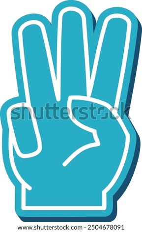 Three fingers foam hand. Cheering color arm