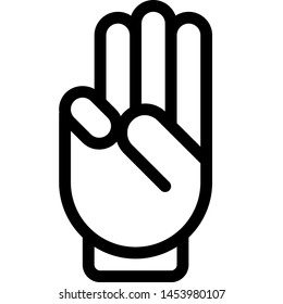 Three fingers up gesture isolated on a white background