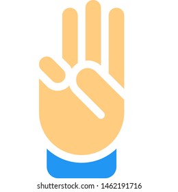 Three fingers up gesture isolated on a white background