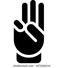 Three fingers up gesture isolated on a white background
