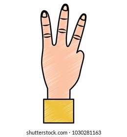 three fingers up hand gesture icon image 