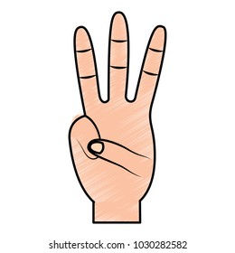 three fingers up hand gesture icon image 