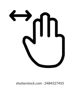 Three Fingers Horizontal Scroll Icon, Great for Gesture and User Interface Themes