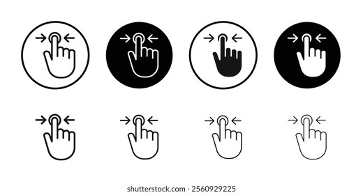 Three fingers horizontal scroll icon Flat outline fill set collection