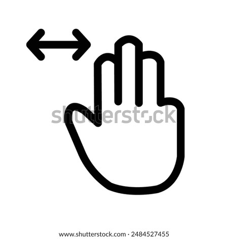 Three Fingers Horizontal Scroll Icon, Great for Gesture and User Interface Themes