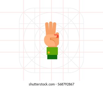 Three Fingers Up Icon